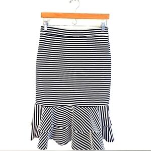 NWT Banana Republic Striped Ponte Fishtail Midi Skirt Black White 4